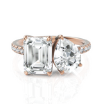 Load image into Gallery viewer, Rigorous Toi Et Moi Emerald Cut & Pear Cut Diamond Ring (1.50 CT. Each Stone)