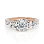 Load image into Gallery viewer, Threeling Solitaire Diamond Wedding Ring With Round Cut & Pear Cut Diamonds (1.50 CT. Round Cut)