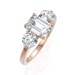 Load image into Gallery viewer, Three Stone Majestic Diamond Ring With Emerald Cut & Round Cut Diamond (1.50 CT. Emerald Cut)