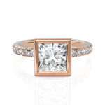 Load image into Gallery viewer, Charming Princess Cut Diamond Solitaire Ring With Bezel Set (2.00 CT. Princess Cut)