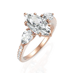 Load image into Gallery viewer, Tremendous Three Solitaire Diamond Ring With Marquise Cut & Pear Cut Diamond (1.50 CT. Marquise Cut)