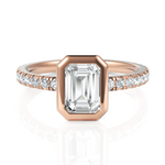 Load image into Gallery viewer, Bezel Set Emerald Cut Solitaire Engagement Ring (1.00 CT. Solitaire)