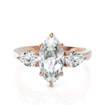 Load image into Gallery viewer, Classic Three Stone Marquise Cut & Pear Cut Diamond Solitaire Ring (1.50 CT. Marquise Cut)