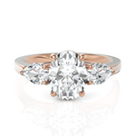 Load image into Gallery viewer, Enamel Three Stone Diamond Ring With One Oval Cut & Two Pear Cut Diamonds (1.50 CT. Oval Cut)