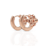 Load image into Gallery viewer, Bezel Setting Floral Diamond Hoop Earrings