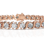 Load image into Gallery viewer, S Swirl Link Illusion Diamond Tennis Bracelet