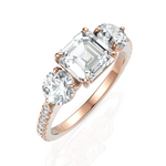Load image into Gallery viewer, Trinary Diamond Solitaire Ring With Asscher Cut & Round Cut Diamonds (1.50 CT. Asscher Cut)