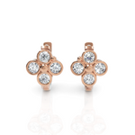 Load image into Gallery viewer, Bezel Setting Floral Diamond Hoop Earrings