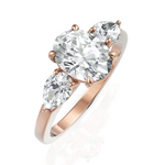 Load image into Gallery viewer, Enamel Three Stone Diamond Ring With One Oval Cut & Two Pear Cut Diamonds (1.50 CT. Oval Cut)