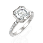 Load image into Gallery viewer, Lustre Asscher Cut Diamond Solitaire Ring With Bezel Setting (2.00 CT. Asscher Cut)