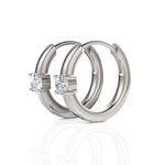 Load image into Gallery viewer, Sparkling Isolated Diamond Huggie Hoops
