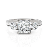 Load image into Gallery viewer, Extraordinary Three Stone Diamond Solitaire Ring With Princess Cut & Pear Cut (1.50 CT. Princess Cut)