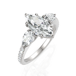 Load image into Gallery viewer, Tremendous Three Solitaire Diamond Ring With Marquise Cut & Pear Cut Diamond (1.50 CT. Marquise Cut)