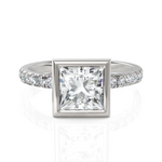 Load image into Gallery viewer, Charming Princess Cut Diamond Solitaire Ring With Bezel Set (2.00 CT. Princess Cut)