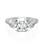 Load image into Gallery viewer, Delightful Three Stone solitaire Diamond ring With Radiant Cut & Round Cut Diamonds (1.50 CT. Radiant Cut)