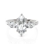 Load image into Gallery viewer, Classic Three Stone Marquise Cut & Pear Cut Diamond Solitaire Ring (1.50 CT. Marquise Cut)