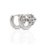 Load image into Gallery viewer, Bezel Setting Floral Diamond Hoop Earrings