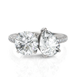 Load image into Gallery viewer, Round Cut & Pear Cut Diamond Toi Et Moi Engagement Ring (1.50 Ct. Each Diamond)