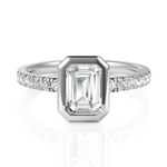 Load image into Gallery viewer, Bezel Set Emerald Cut Solitaire Engagement Ring (1.00 CT. Solitaire)