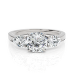 Load image into Gallery viewer, Threeling Solitaire Diamond Wedding Ring With Round Cut & Pear Cut Diamonds (1.50 CT. Round Cut)