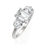 Load image into Gallery viewer, Three Stone Majestic Diamond Ring With Emerald Cut & Round Cut Diamond (1.50 CT. Emerald Cut)