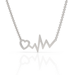 Load image into Gallery viewer, Heart Beat Zig Zag With Heart Round Cut Diamond Necklace