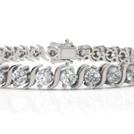 Load image into Gallery viewer, S Swirl Link Illusion Diamond Tennis Bracelet