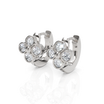 Load image into Gallery viewer, Bezel Setting Floral Diamond Hoop Earrings