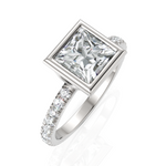Load image into Gallery viewer, Charming Princess Cut Diamond Solitaire Ring With Bezel Set (2.00 CT. Princess Cut)