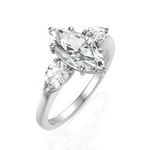Load image into Gallery viewer, Classic Three Stone Marquise Cut & Pear Cut Diamond Solitaire Ring (1.50 CT. Marquise Cut)