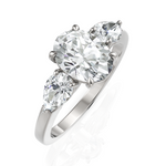 Load image into Gallery viewer, Enamel Three Stone Diamond Ring With One Oval Cut & Two Pear Cut Diamonds (1.50 CT. Oval Cut)