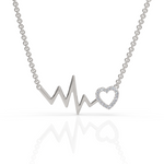 Load image into Gallery viewer, Heart Beat Zig Zag With Heart Round Cut Diamond Necklace