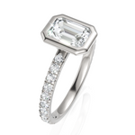 Load image into Gallery viewer, Bezel Set Emerald Cut Solitaire Engagement Ring (1.00 CT. Solitaire)