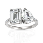 Load image into Gallery viewer, Rigorous Toi Et Moi Emerald Cut & Pear Cut Diamond Ring (1.50 CT. Each Stone)
