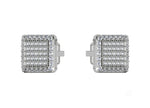 Load image into Gallery viewer, Square Halo Studded Cufflinks With Round Cut Diamonds (White Gold)