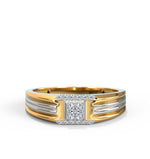 Load image into Gallery viewer, Fanciable Round Cut Diamond Ring With Yellow Gold & White Gold For Men