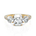 Load image into Gallery viewer, Delightful Three Stone solitaire Diamond ring With Radiant Cut & Round Cut Diamonds (1.50 CT. Radiant Cut)