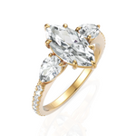 Load image into Gallery viewer, Tremendous Three Solitaire Diamond Ring With Marquise Cut & Pear Cut Diamond (1.50 CT. Marquise Cut)