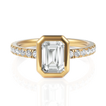 Load image into Gallery viewer, Bezel Set Emerald Cut Solitaire Engagement Ring (1.00 CT. Solitaire)