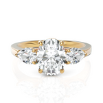 Load image into Gallery viewer, Enamel Three Stone Diamond Ring With One Oval Cut & Two Pear Cut Diamonds (1.50 CT. Oval Cut)