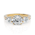 Load image into Gallery viewer, Threeling Solitaire Diamond Wedding Ring With Round Cut & Pear Cut Diamonds (1.50 CT. Round Cut)