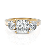 Load image into Gallery viewer, Princess Cut & Round Cut Three Stone Diamond Ring (1.50 CT. Princess Cut)