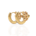 Load image into Gallery viewer, Bezel Setting Floral Diamond Hoop Earrings