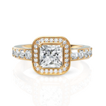 Load image into Gallery viewer, Lucy Halo Diamond Ring With Princess Cut 1.00 Carat Solitaire Wedding Ring