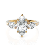 Load image into Gallery viewer, Classic Three Stone Marquise Cut & Pear Cut Diamond Solitaire Ring (1.50 CT. Marquise Cut)