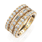 Load image into Gallery viewer, 2.35 ctw Round & Baguette Diamond Multi-Row Band in Solid Gold