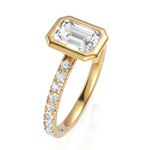 Load image into Gallery viewer, Bezel Set Emerald Cut Solitaire Engagement Ring (1.00 CT. Solitaire)