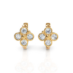 Load image into Gallery viewer, Bezel Setting Floral Diamond Hoop Earrings