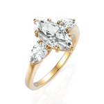 Load image into Gallery viewer, Classic Three Stone Marquise Cut & Pear Cut Diamond Solitaire Ring (1.50 CT. Marquise Cut)