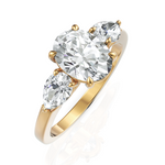 Load image into Gallery viewer, Enamel Three Stone Diamond Ring With One Oval Cut & Two Pear Cut Diamonds (1.50 CT. Oval Cut)
